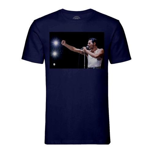 T-Shirt Homme Col Rond Queen Freddie Mercury Wembley Rock 80's Live
