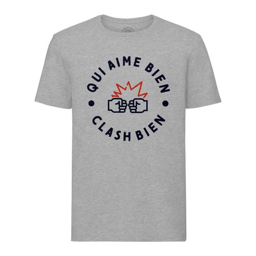 T-Shirt Homme Col Rond Qui Aime Bien Clash Bien Combat Rugby Boxe