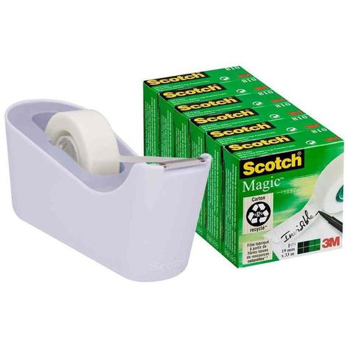 Scotch Dévidoir C18 Lavande + 6 Rouleaux Magic Invisible 19 Mm X 33 M