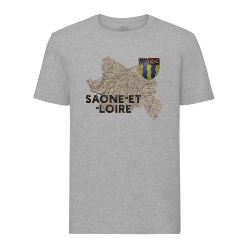 T-Shirt Homme Col Rond Saone Et Loire 71 Departement Macon Carte Ancienne