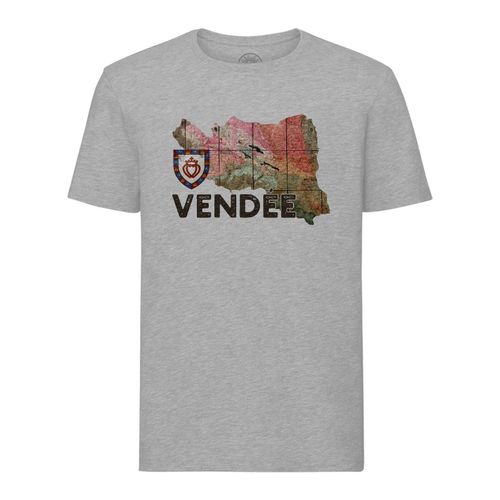 T-Shirt Homme Col Rond Vendée 85 Departement La Roche Sur Yon Carte Ancienne