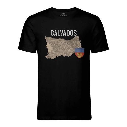 T-Shirt Homme Col Rond Calvados 14 Département Caen Carte Ancienne Normandie