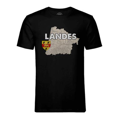 T-Shirt Homme Col Rond Landes 40 Département Aquitaine Dax Carte Ancienne