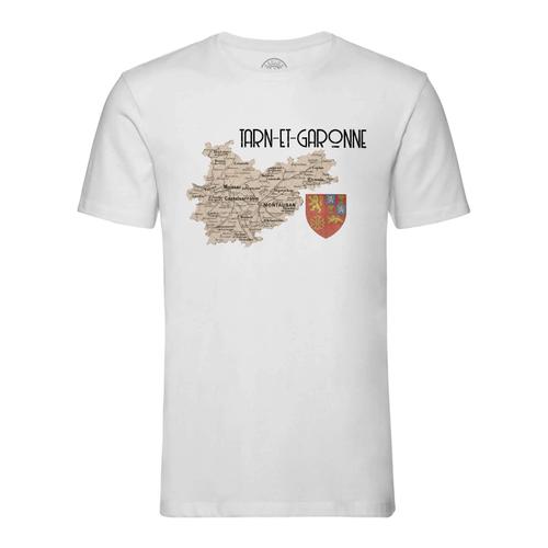 T-Shirt Homme Col Rond Tarn Et Garonne 82 Département Montauban Carte Ancienne Occitanie