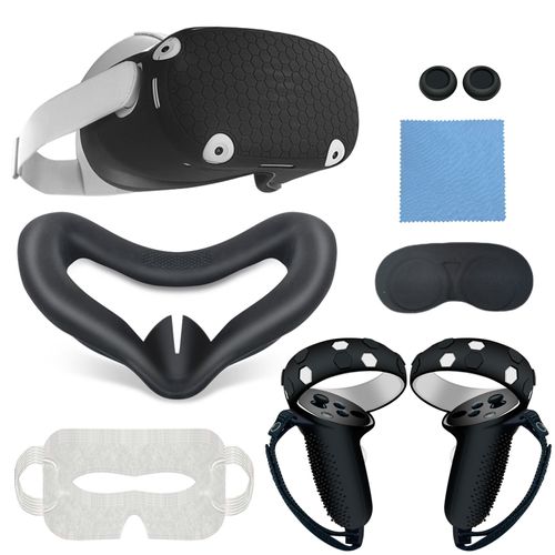 Accessoires Oculus Quest 2/Meta Quest 2, Couverture Faciale En Silicone, Coque Vr, Masque Pour Les Yeux Le Noir