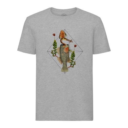 T-Shirt Homme Col Rond Héron Caché Dans Un Poisson Collage Art Surréalisme