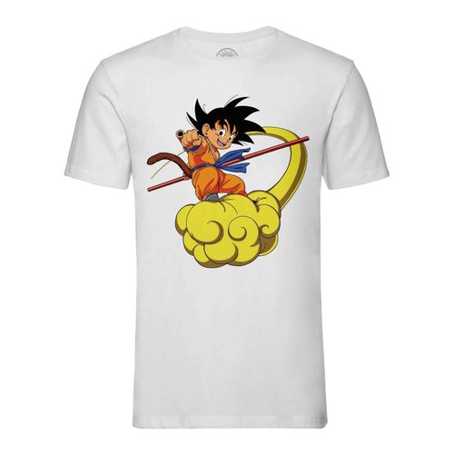 T-Shirt Homme Col Rond Dragon Ball Goku Kinto Nuage Jaune Dbz Manga Sayan