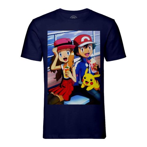 T-Shirt Homme Col Rond Pokemon Dessert Boisson Pikachu Anime Jeux Video