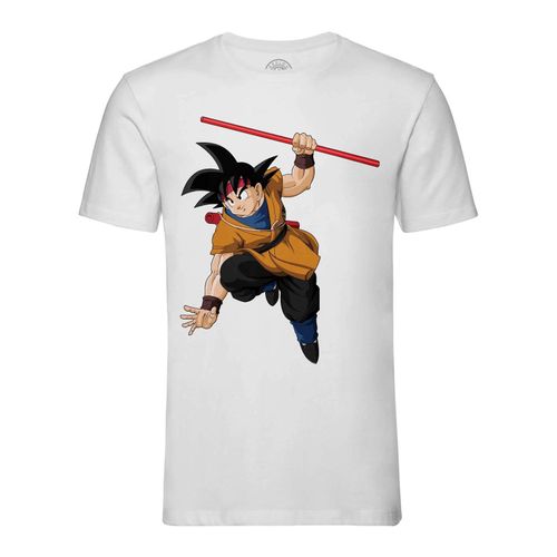 T-Shirt Homme Col Rond Dragon Ball Sangoku Baton Rouge Manga Anime Japon