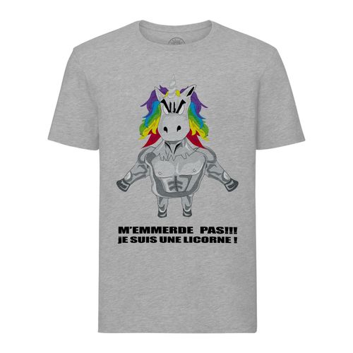T-Shirt Homme Col Rond M'emmerde Pas Je Suis Une Licorne Dessin Super-Licorne Pas Content Méchant Musclé Animaux Fantastiques
