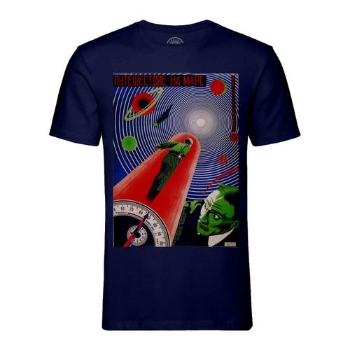 T-Shirt Homme Col Rond Un Jour Sur Mars Vieille Affiche Russe De Film Rétro Poster Cinéma Vintage