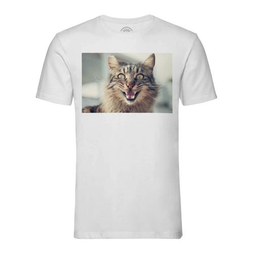 T-Shirt Homme Col Rond Chat Brun Tigré Qui Parle Mignon Animaux