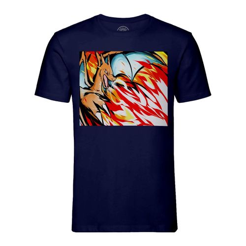 T-Shirt Homme Col Rond Pokemon Dragon Feu Dracofeu Charizard