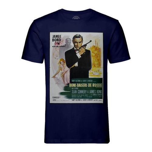 T-Shirt Homme Col Rond Bons Baisers De Russie Vieille Affiche Française De Film Rétro Poster Cinéma Vintage