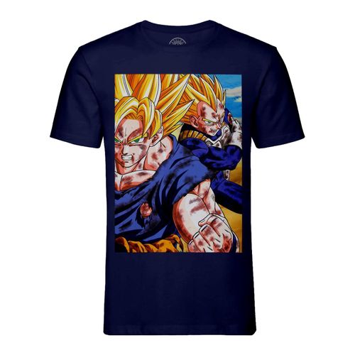 T-Shirt Homme Col Rond Goku Vegeta Combat Super Sayan Dbz Manga Dragon Ball Z