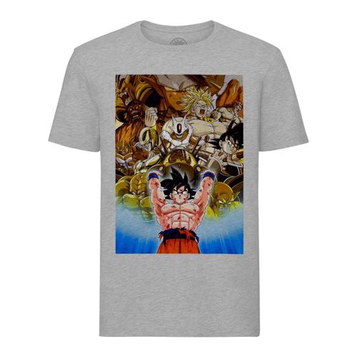 T-Shirt Homme Col Rond Dragon Ball Sangoku Genkidama Guerrier D'or