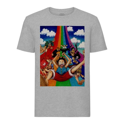 T-Shirt Homme Col Rond One Piece Luffy Manga Arc En Ciel Anime Manga Japon