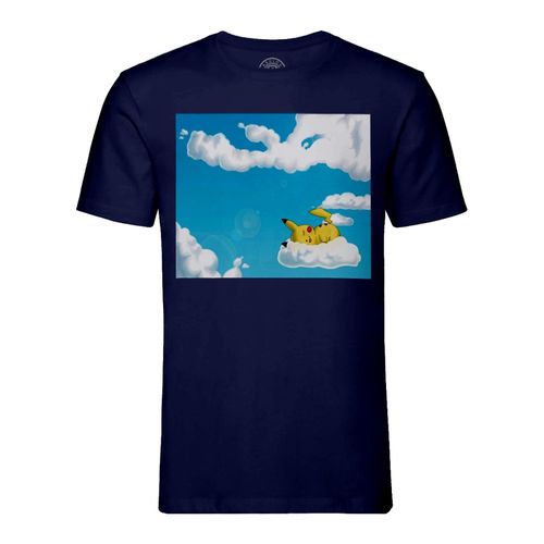 T-Shirt Homme Col Rond Pokemon Pikachu Dors Sur Un Nuage
