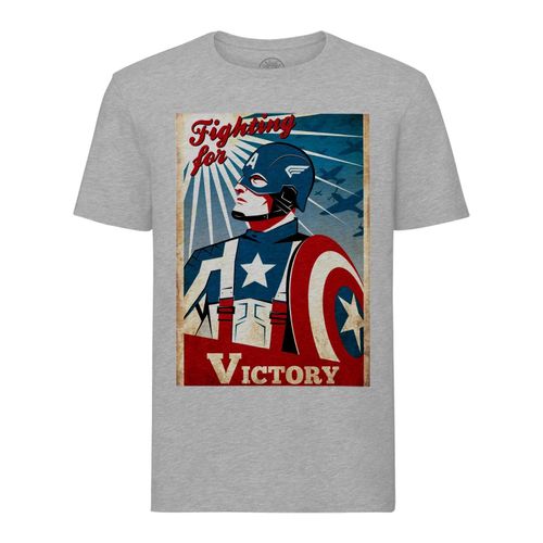 T-Shirt Homme Col Rond Captain America Victoire Avengers Super Heros Comics