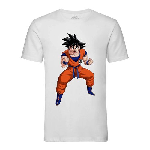 T-Shirt Homme Col Rond Dragon Ball Z Goku Pret A Combattre Manga Anime