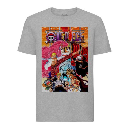 T-Shirt Homme Col Rond One Piece Arc Dressrosa Dolflamingo Manga Luffy Pirates