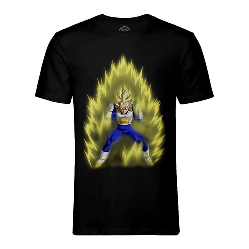 T-Shirt Homme Col Rond Dragon Ball Super Vegeta Super Saiyan Cheveux Blond Aura De Puissance Anime Manga Japon