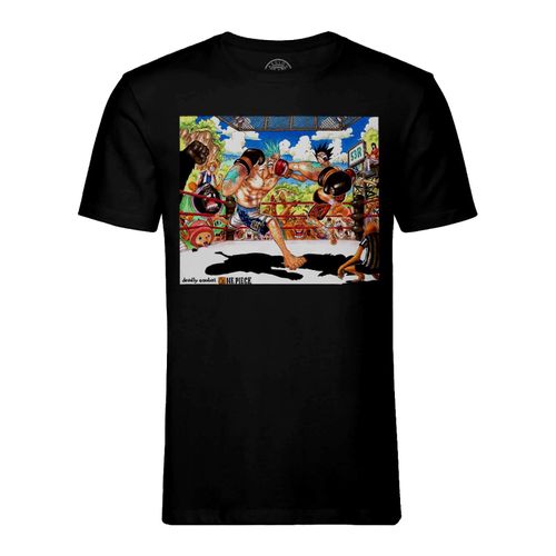 T-Shirt Homme Col Rond One Piece Combat Luffy Franky Manga Japon Anime