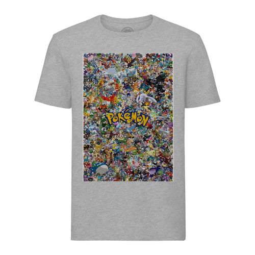 T-Shirt Homme Col Rond Pokemon Mosaique Attraper Les Tous Anime Japon
