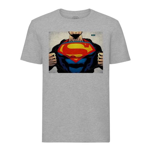 T-Shirt Homme Col Rond Superman Retire Sa Veste Super Héros Bande Dessinee