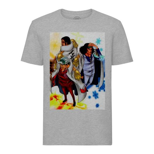 T-Shirt Homme Col Rond One Piece Amiraux Marine Kizaru Oakiji Akainu Manga