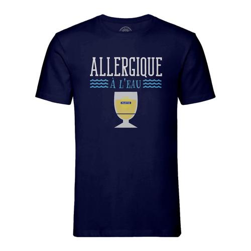 T-Shirt Homme Col Rond Pastis Allergique À L'eau Soirée Apéro Fête