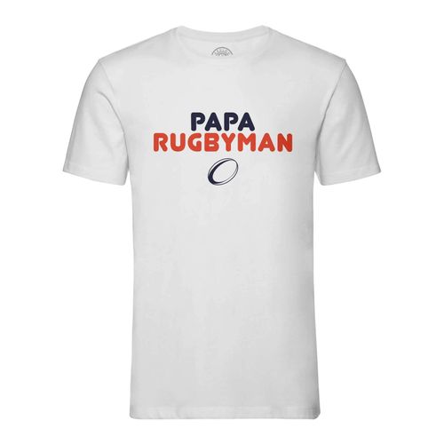 T-Shirt Homme Col Rond Papa Rugbyman Sport Rugby Ballon Père