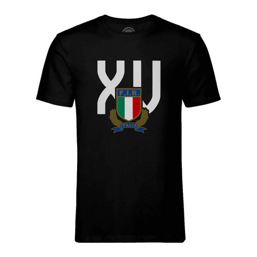 T-Shirt Homme Col Rond Xv Italie Rugby Sport Ballon Equipe