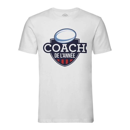 T-Shirt Homme Col Rond Coach De L'année Rugby Sport Ballon Stade Xv