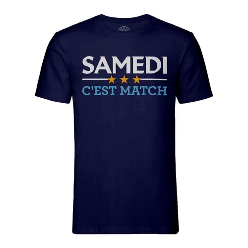 T-Shirt Homme Col Rond Samedi C'est Match Sport Foot Ballon Rugby Basket