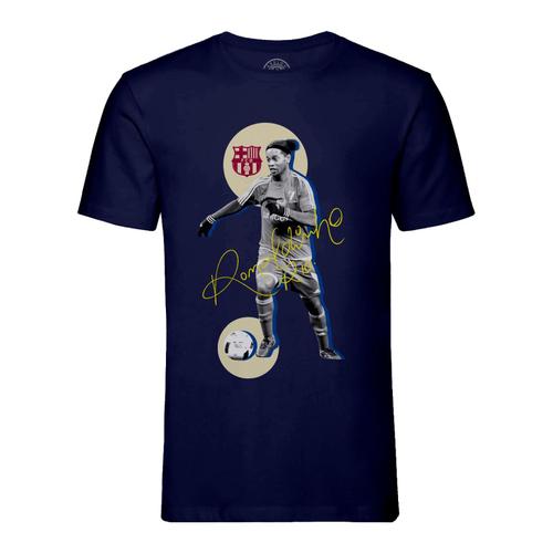T-Shirt Homme Col Rond Ronaldinho Vintage Footballeur Foot Star