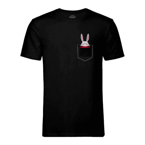 T-Shirt Homme Col Rond Poche Surprise Magique Magicien Lapin Dessin