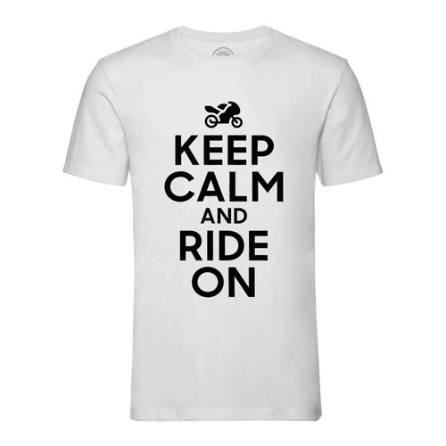 T-Shirt Homme Col Rond Keep Calm And Ride On Parodie Angleterre Moto Motard