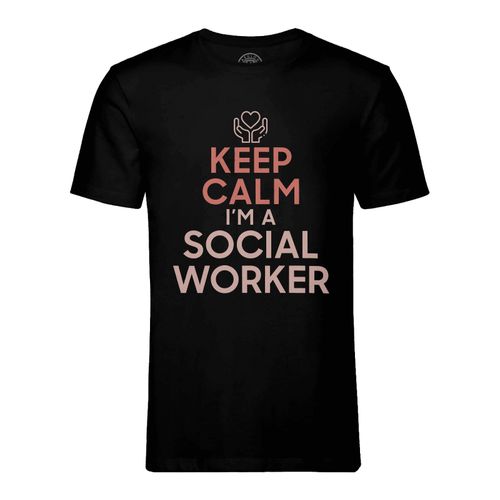 T-Shirt Homme Col Rond Keep Calm I'm A Social Worker Parodie Métier Job