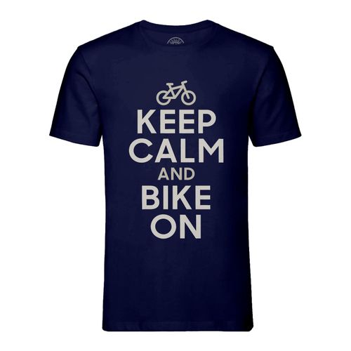 T-Shirt Homme Col Rond Keep Calm And Bike On Parodie Angleterre Sport Vélo