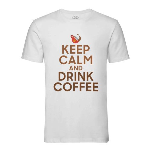 T-Shirt Homme Col Rond Keep Calm And Drink Coffee Parodie Angleterre Café
