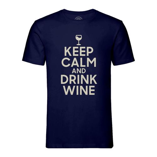 T-Shirt Homme Col Rond Keep Calm And Drink Wine Parodie Angleterre Apéro Vin