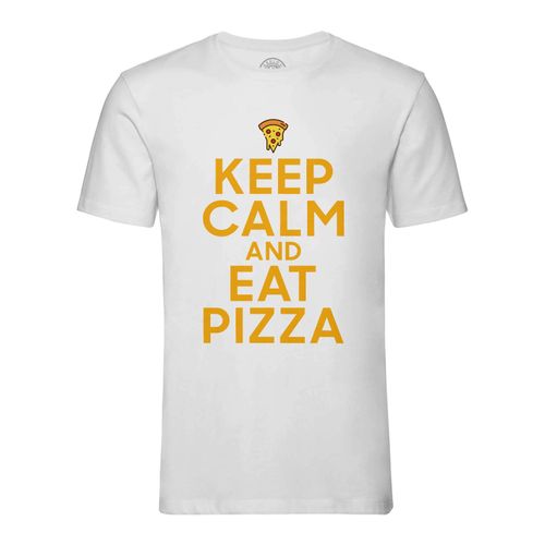 T-Shirt Homme Col Rond Keep Calm And Eat Pizza Parodie Street Food Italie