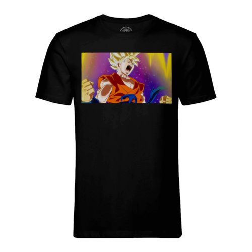 T-Shirt Homme Col Rond Dragon Ball Super Son Goku Super Saiyan S'énerve Cheveux Blonds Anime Manga Japon