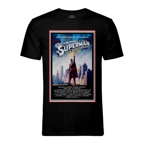 T-Shirt Homme Col Rond Superman 35th Anniversary Vieille Affiche Anglaise De Film Rétro Poster Cinéma Vintage