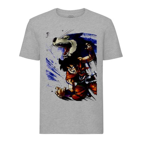 T-Shirt Homme Col Rond Yamcha Dragon Ball Technique Crocs Du Loup