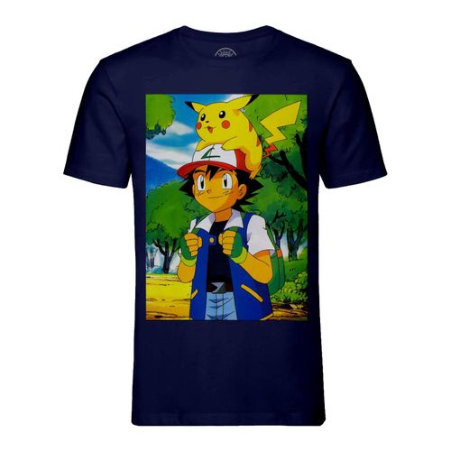 T-Shirt Homme Col Rond Pikachu Sur Son Ami Sasha Pokemon
