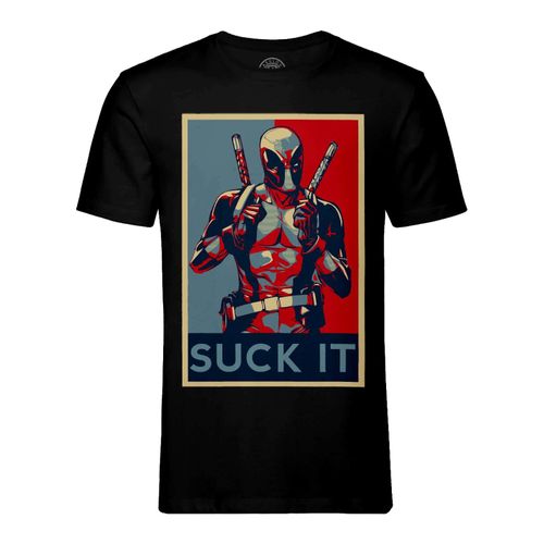 T-Shirt Homme Col Rond Deadpool Suck It Affiche Obama Super Héros