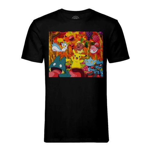 T-Shirt Homme Col Rond Pokemon Pikachu Et Ses Amis Jeux Video Anime