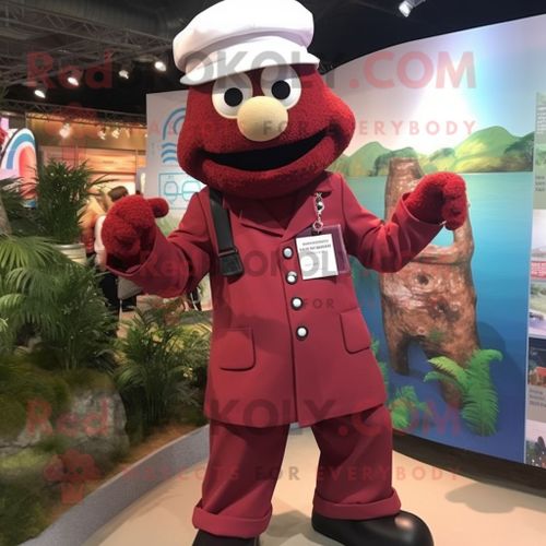 Personnage De Costume De Mascotte Redbrokoly De Médecin Marron Vêtu D'une Combinaison Et De Bretelles